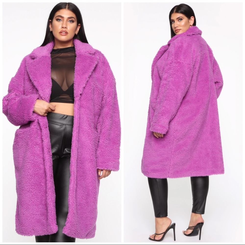 Fashion Nova Vibrant Purple Teddy Coat